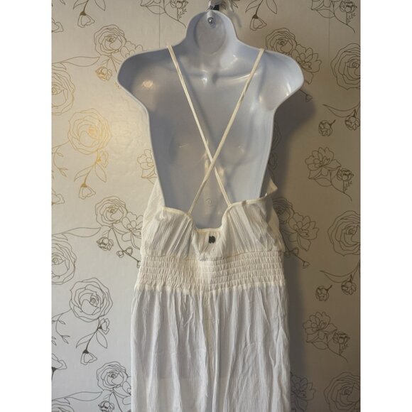 prAna Fernie Wide Leg Jumpsuit Size Large  Swim Cover Up White Modal Gauze NWT - Picture 4 of 8